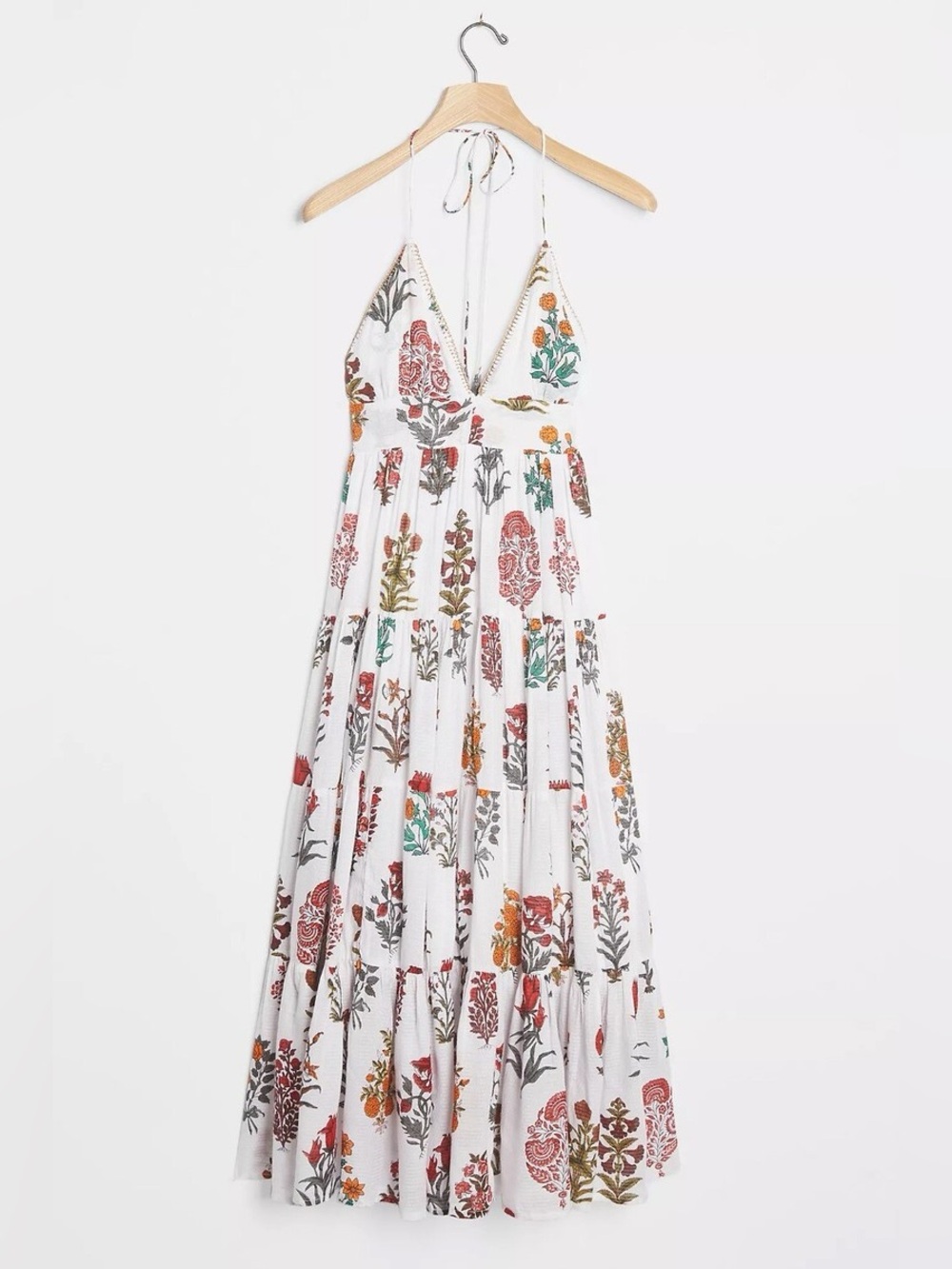 RAGA White Maxi Dress with Multicolor Floral Print